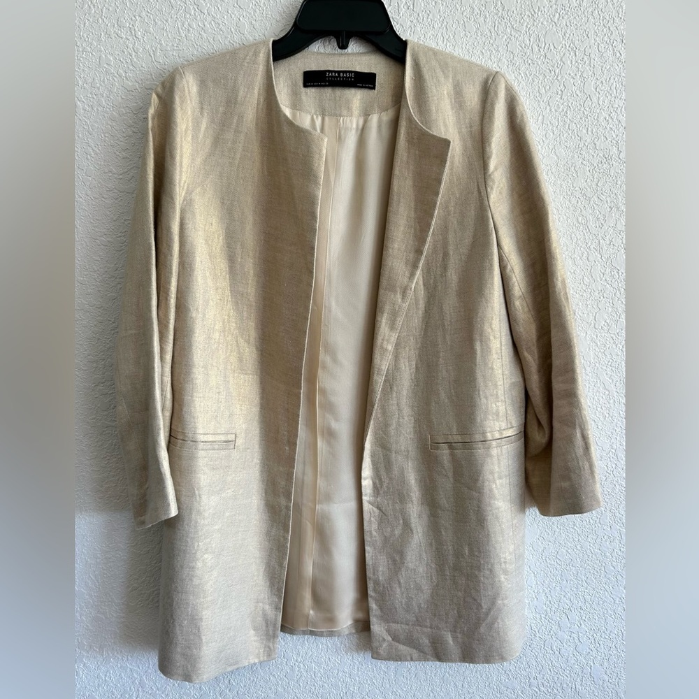 Zara Basic Gold/Tan Linen blazer